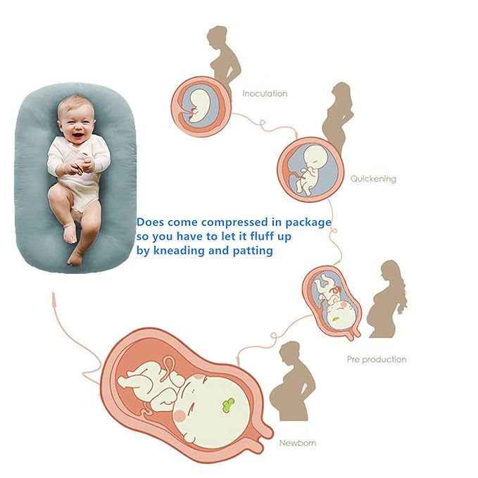 Baby Lounger for Newborns, Soft Baby Nest & Floor Cushion, Portable Diaper Changing Pads for Boys & Girls 0-12 Months(Misty Blue)-CubbioJoy