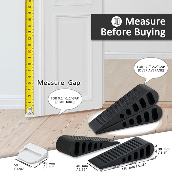 JQK Rubber Door Stopper Wedge, Black 4 Pack Soft TPR Premium Door Stops for Bottom of Heavy Duty Door on Tile, Concrete, Carpet, Wooden Floor, DSB61-BK-P4-CubbioJoy