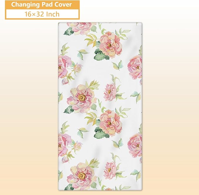 Custom Baby Bedding Set - 5 Pcs Customized Nursery Bedding Set with Name - Comfortable Double Layer Crib Sets for Girls Boys - Personalized Gifts for Infants Toddlers New Parents - Floral Bird-CubbioJoy