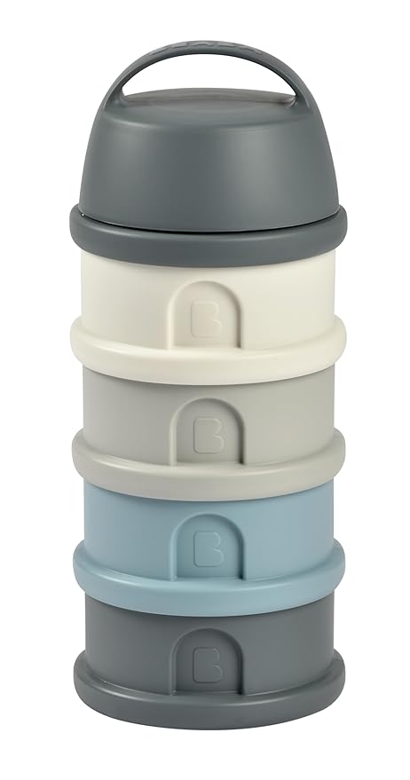 BEABA Formula and Snack Container, Baby Formula Dispenser, Toddler Baby Snack Storage Container, Holds up to 11 Doses of Milk Powder Per Compartment, Made in France, Rain-CubbioJoy
