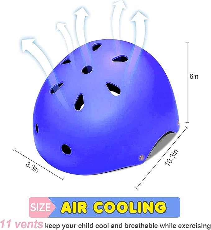 Adjustable Kids Helmet with Knee Pad, Elbow Pads & Wrist Guards - Toddler Bike Helmets for Ages 3-5, 5-8, 8-14 Years - Perfect for Skating, Biking, Cycling, and Skateboard - for Boys and Girls-CubbioJoy