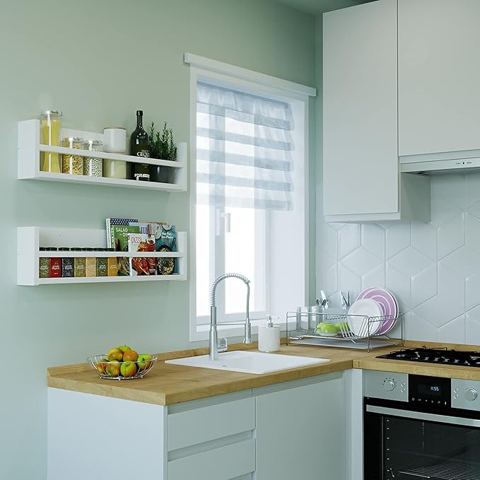 Brightmaison Polynez 30" Floating Shelves for Nursery & Kids, Multiuse Wall Shelf Set of 2 Wood Floating Shelf White-CubbioJoy