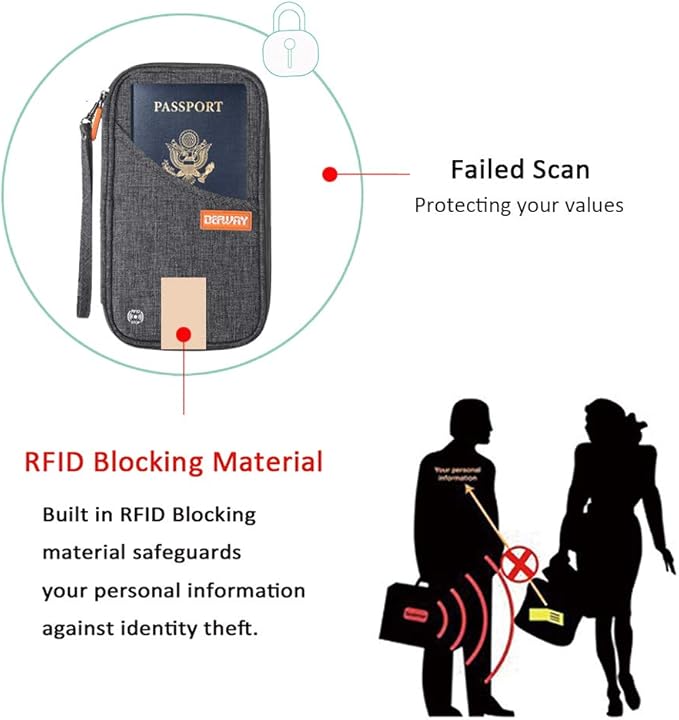 defway Passport Holder Travel Wallet - Family Passport Holder of 4, RFID Blocking Passport Wallet for Men Women, Travel Essentials for Flying, GREY-CubbioJoy
