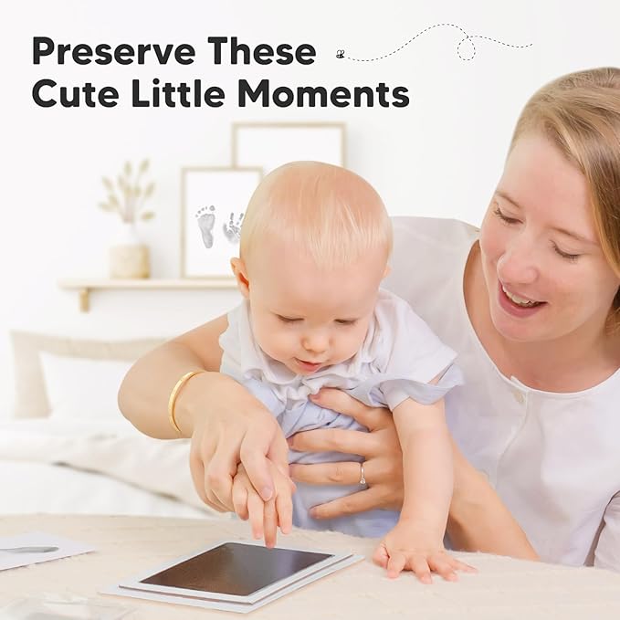 2-Pack Inkless Baby Hand and Footprint Kit - Mess Free Ink Pad for Newborn Keepsake, Dog Nose & Paw Print Kit, Clean Touch Ink Pad for Baby Hand & Footprints, Ideal New Mom Gifts (Jet Black, L)-CubbioJoy