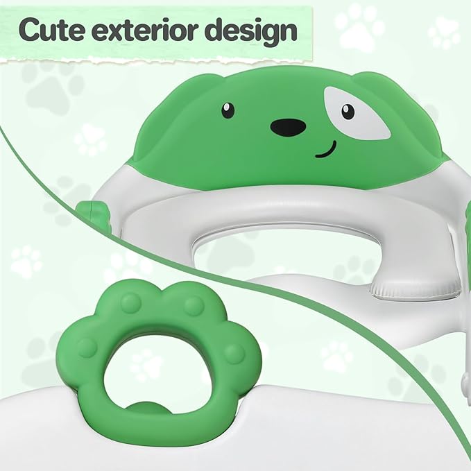 2 In 1 Potty Training Toilet Seat & Toddler Step Stool, Bottom Triangle Stability Toddler Toilet Seat, Adjustable Step & Seat Height Potty Seats (Green)-CubbioJoy