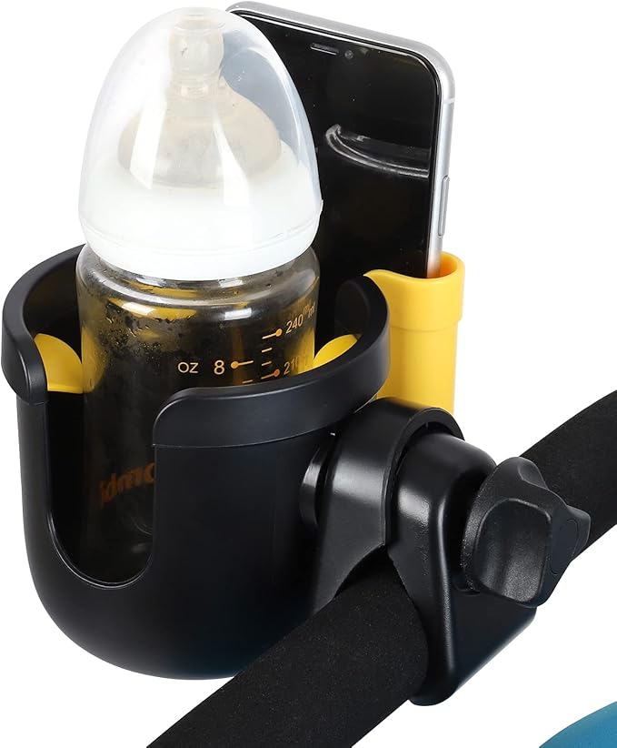 Accmor Stroller Cup Holder with Phone Holder, Bike Cup Holder, Universal Cup Holder for Uppababy Nuna Doona Strollers, 2-in-1 Cup Phone Holder for Stroller, Bike, Wheelchair, Walker, Scooter-CubbioJoy