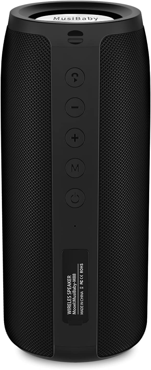 Bluetooth Speaker,MusiBaby M88 Speakers,Dual Pairing, Bluetooth 5.3,Loud Stereo Sound,Booming Bass,30H Playtime for Home& Outdoor Party,Beach,Portable Speaker,Gifts(Black)-CubbioJoy