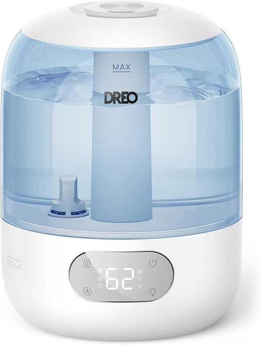 Dreo Humidifiers for Bedroom, Cool Mist Ultrasonic Humidifiers with 30Hr Runtime, Top Fill 3L Tank, Easy Clean, Humidity Sensor, Night Light for Baby, Nursery, 360° Nozzle for Plants and Home, Blue-CubbioJoy