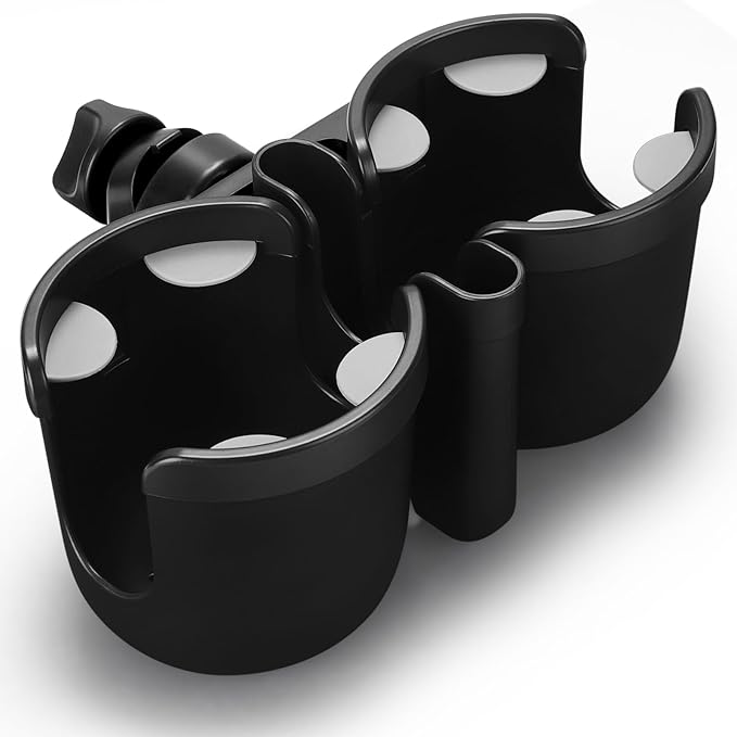 Accmor Stroller Cup Holder with Phone Holder, Universal Cup Holder for Uppababy Nuna Doona Strollers, 2-in-1 Bottle Phone Holder for Bike, Wheelchair, Walker, Scooter-CubbioJoy