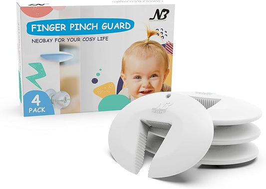 Door Pinch Guard and Door Slam Stopper, Durable Silicone Door Finger Pinch Guard, Prevents Finger Pinch Injuries, Slamming Doors, Door Safety for Kids, 4 Packs White Basic.-CubbioJoy