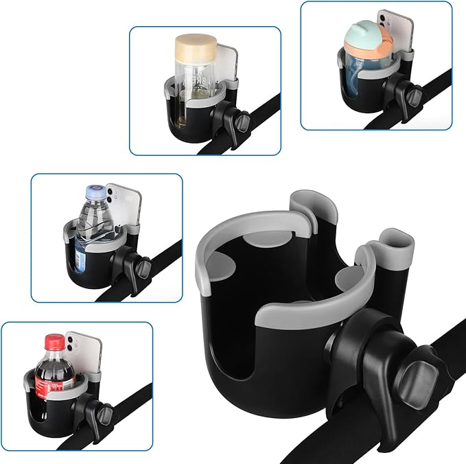 Accmor Stroller Cup Holder with Phone Holder, Bike Cup Holder, Universal Cup Holder for Uppababy Nuna Doona Strollers, 2-in-1 Cup Phone Holder for Stroller, Bike, Wheelchair, Walker, Scooter-CubbioJoy