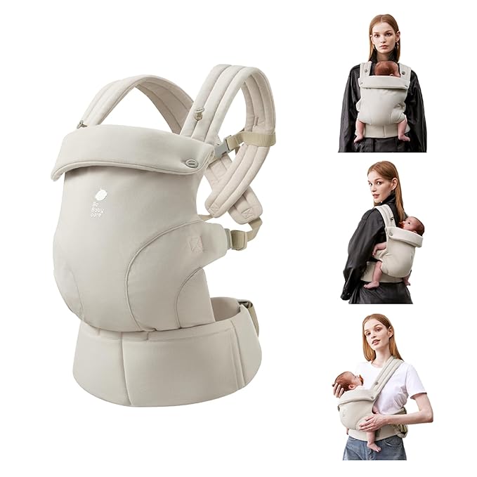 Bc Babycare CocoonGo Baby Carrier – CloudTouch Soft & Ergonomic Baby Carrier for 7–44 lbs | Easy to Wear, Adjustable Fit, Travel-Ready, Machine Washable (Light Beige)-CubbioJoy