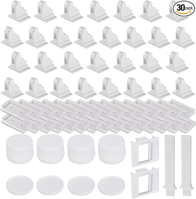 Adhesive Magnetic Cabinet Locks Baby Proofing for Cabinets & Drawers (30 Locks and 4 Keys)-CubbioJoy
