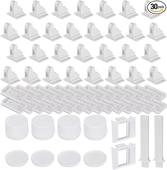 Adhesive Magnetic Cabinet Locks Baby Proofing for Cabinets & Drawers (30 Locks and 4 Keys)-CubbioJoy