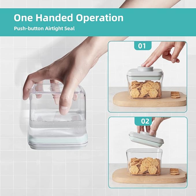 Ankou Airtight Pop Cereal Container, 3300ml Each Large Cereal Containers with Scoops Food Storage Canister Dispenser Perfect For Cereal Flour Spaghetti Rice Kitchen Organizing 3.5qt-CubbioJoy