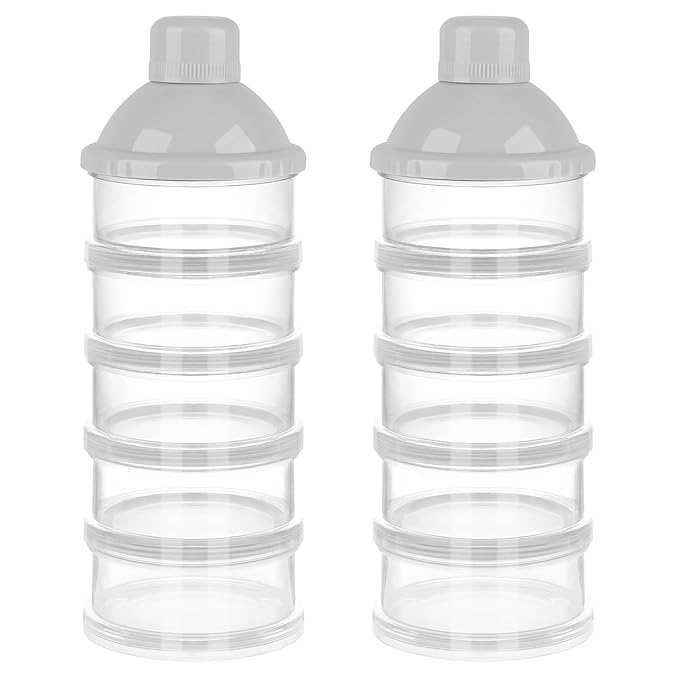Accmor Formula Dispenser On The Go, 5 Compartments Stackable Formula Container for Travel, Baby Milk Powder Kids Snack Container, BPA Free-CubbioJoy