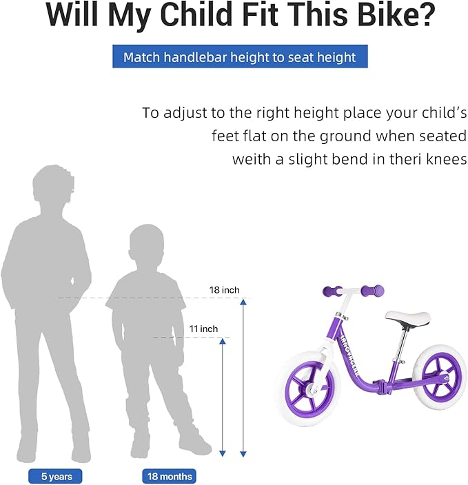 Balance Bike for Toddlers Ages 1.5–5 – No-Pedal Training Bike with Adjustable Seat & Handlebar, Lightweight Frame, Easy Assembly for Boys & Girls-CubbioJoy