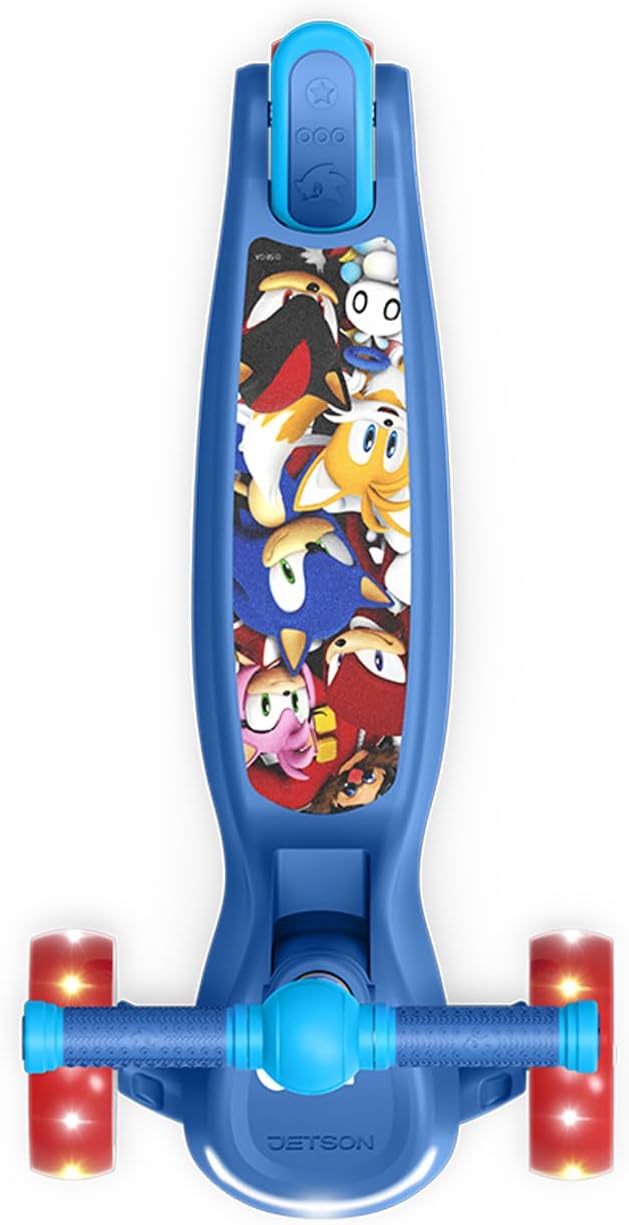 Jetson Character Kids Kick Scooter, LED Lights on Stem & Light-Up Wheels, Lightweight Frame, Height-Adjustable Handlebar, Lean-to-Steer System, Easy-Fold Mechanism-CubbioJoy