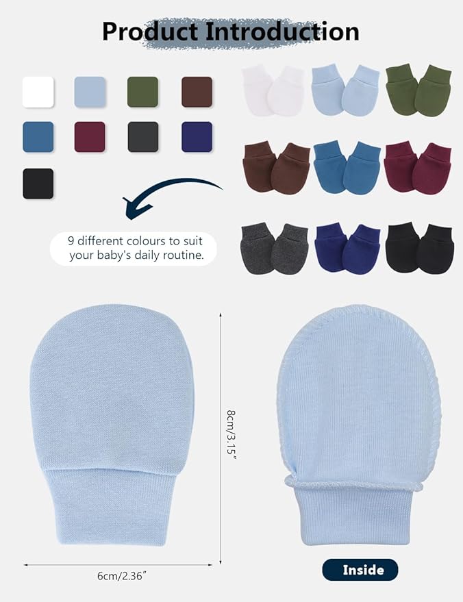 Cute Baby Mittens Newborn, No Scratch Baby Boy Mittens, Baby Girl Hat Gloves for Toddlers, Infant, Newborn-CubbioJoy