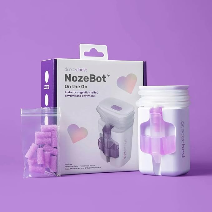 Dr. Noze Best - NozeBot | Electric Baby Nasal Aspirator | Hospital Grade Suction | Nose Sucker and Nasal Vacuum | Safe for Infants and Toddlers (On The Go - Mild Congestion)-CubbioJoy
