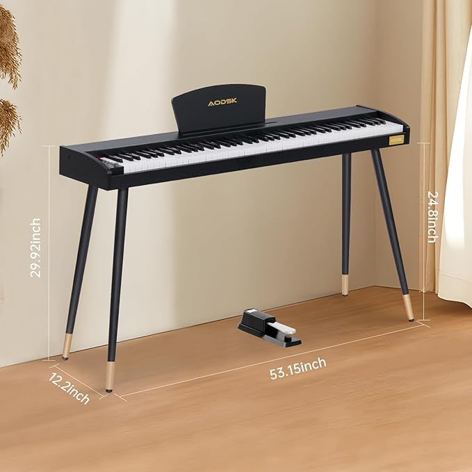AODSK 88 Keys Digital Piano,Full-size semi weighted key,128 Tones & Rhythms, MIDI/USB Connectivity, Headphone Jack-CubbioJoy
