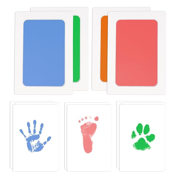 4-Pack Baby Footprint Kits,Inkless Hand and Footprint Kit,Clean Touch Baby Handprints and Footprints Kits,No Mess Ink Pad for Baby Hand and Footprints,Baby Shower Gifts for New Moms-CubbioJoy