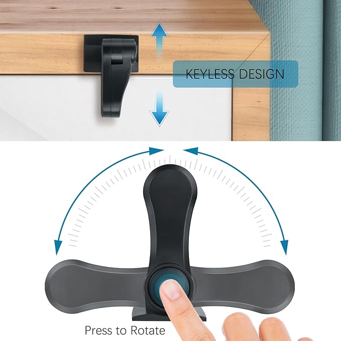 Child Proof Door Lever Lock - 2 Pack - Door Locks for Kids Safety - Door Knob Child Proof - Baby Proofing 3M Adhesive - Door Handle Child Proof - Baby Safety Locks for Toddlers - Black-CubbioJoy