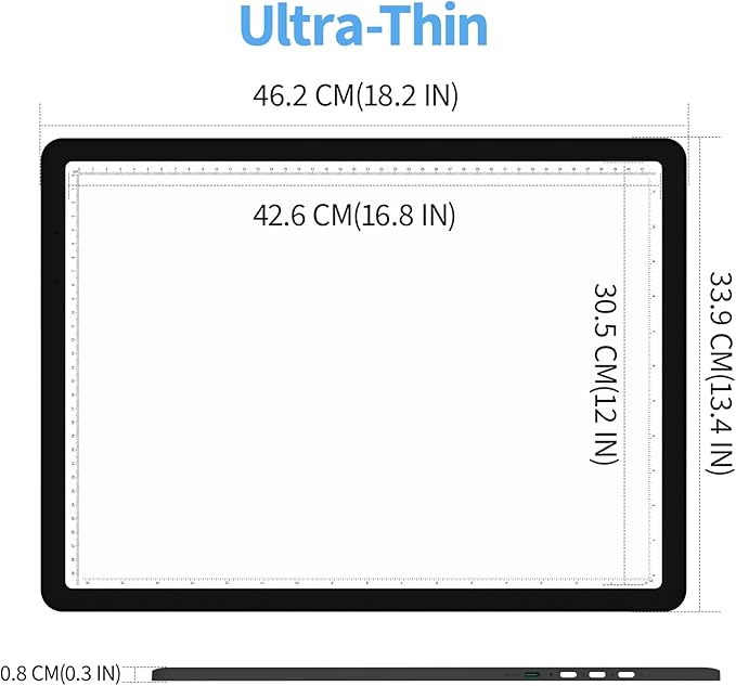 A3 Diamond Art Light Board with Bag, Light Box for Tracing with 6-Levels Dimming & Side Physical Buttons, 4 Pcs Magnets, Magnetic Light Pad for Diamond Painting, Sketching (Black, 46.2 x 33.9 CM)-CubbioJoy