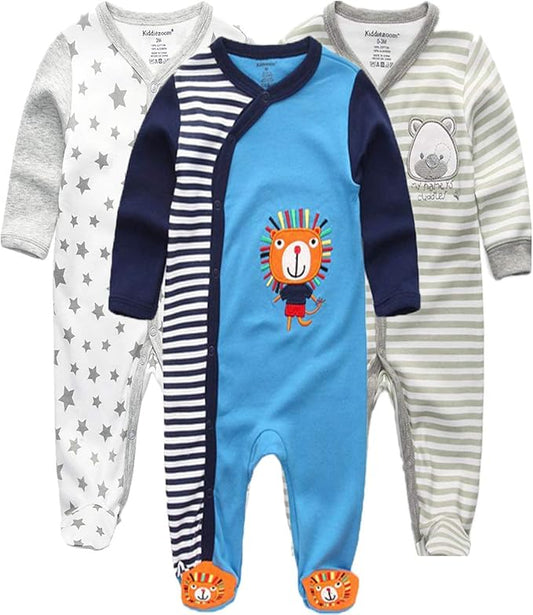 Kiddiezoom Baby and Toddler Boys'Snug Fit Footed One-Piece Romper Jumpsuit Cotton Cotton Footed Outfit-CubbioJoy