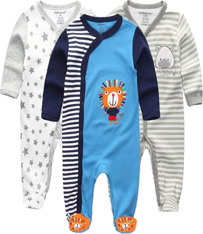 Kiddiezoom Baby and Toddler Boys'Snug Fit Footed One-Piece Romper Jumpsuit Cotton Cotton Footed Outfit-CubbioJoy