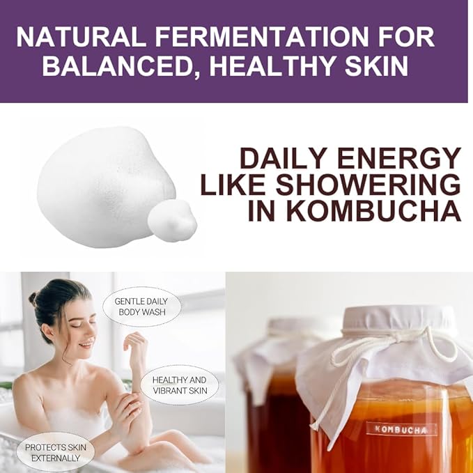 BALANCE YOUR BIOME Kombucha Glass-Skin Moisturizing Body Wash, K-Beauty,Fermented soybean, barley, Pear Juice, Pomegranates,12 Vitamins, Nurishing, Cleansing, 16.9 fl.oz.500ml, No Silicone-CubbioJoy
