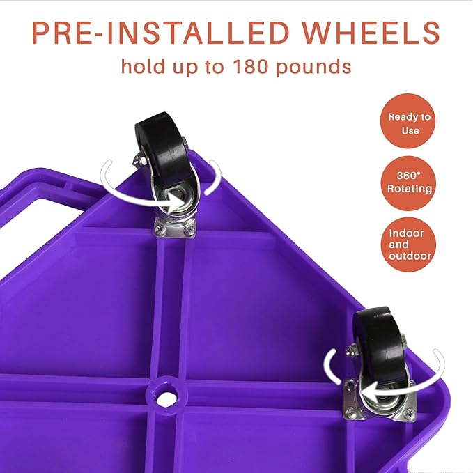 2 Plastic Scooter Boards with Handles for Kids Sitting and Sports Training, with 1 Ring, 2 Ropes and 4 Beanbags, Indoor and Outdoor Play-CubbioJoy