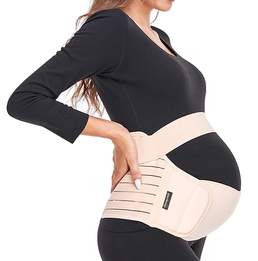 ChongErfei Maternity Belt, Pregnancy 3 in 1 Support Belt for Back/Pelvic/Hip Pain, Maternity Band Belly Support for Pregnancy Belly Support Band (L: Fit Ab 39.5"-51.3", Beige)-CubbioJoy