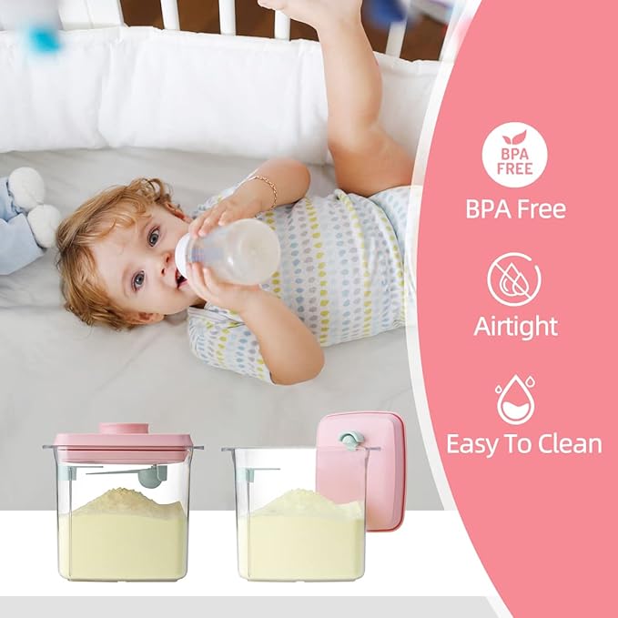 Ankou Formula Container - 1700ml Airtight Formula Dispenser One Button Handy Milk Powder Container BPA-Free Storage Containers with Scoop and Scraper Transparent 730g-CubbioJoy