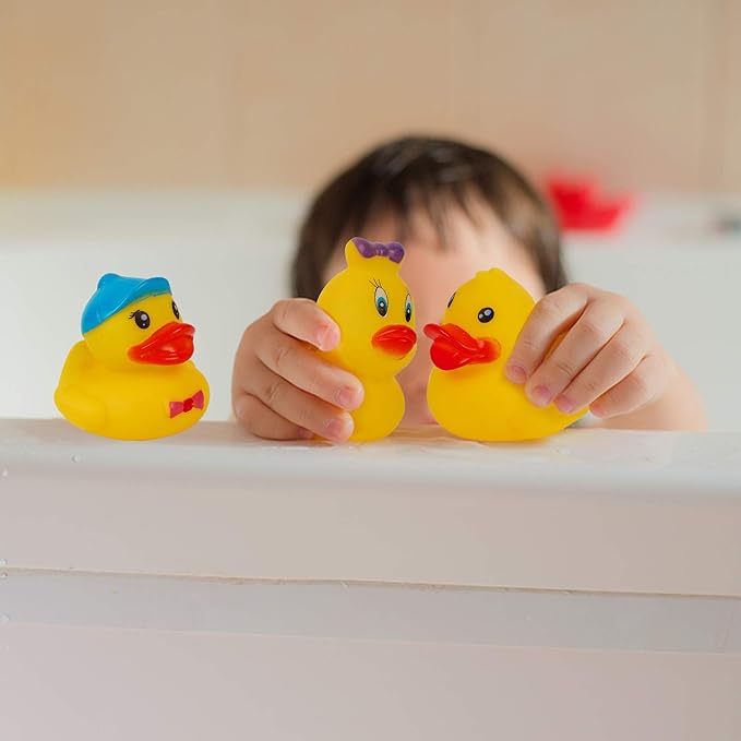 Set of 15 Duck Bath Toy Rubber Duckies, 2 Inches Bathtub Duck Set Squeak Rubber Floating Duck Baby Shower Bath Tub Pool Toys-CubbioJoy