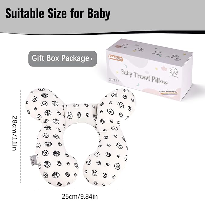 KAKIBLIN Baby Neck Pillow, Baby Head Pillow, Upgraded Travel Support Pillow for Carseat, Neck Support for Car Seat,Pushchair (Snail)-CubbioJoy