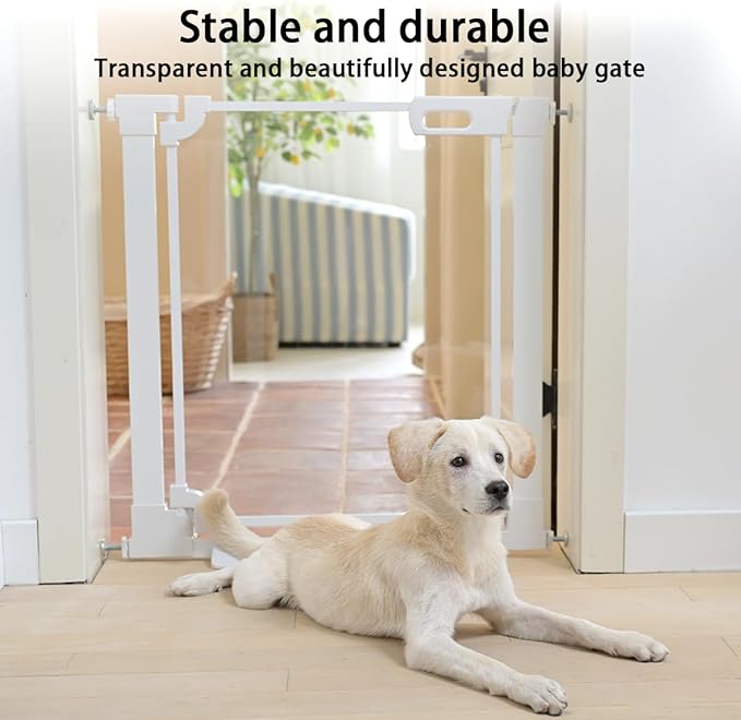 Clear Baby Safety Gate for Stairs,29"-48" Wide, 30" Tall Pressure Mounted Acrylic Pet Gate, Easy Walk Through Auto Close Child Gate for Doorways and House,29.52-47.24"-CubbioJoy