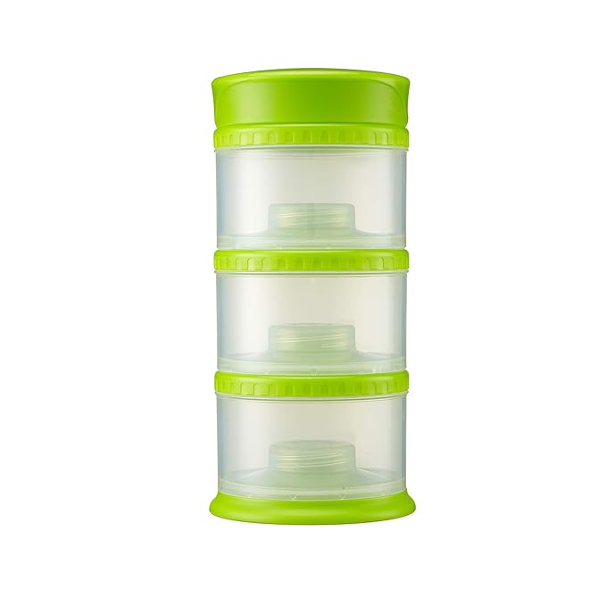 Innobaby Packin' Smart Stackable and Portable Storage System for Formula, Liquid, Baby Snacks and More. 3 Stackable Cups in Lime. BPA Free, 12 Ounce-CubbioJoy