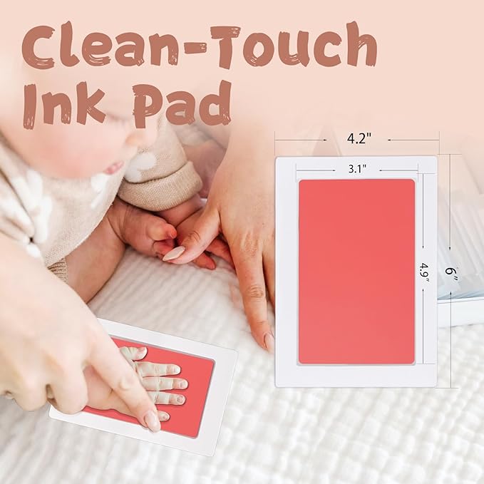 Inkless Baby Hand and Footprint Kit,Clean-Touch Ink Pad Kit,Safe No Mess Printing Infant Hand Foot Stamp,4 Pack Newborn Inkless Print Pads Best Keepsake or Gifts for Family-CubbioJoy