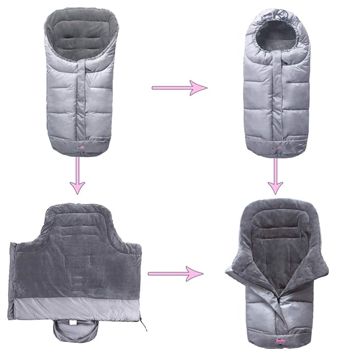 Anti-Kick Winter Water Proof Cozy Warmer Baby Footmuff Fits for Most of Strollers, Jogger, Reversible from Blanket to Sleeping Bag, Strap Position Adjustable,Safe and Practical Featurs-CubbioJoy
