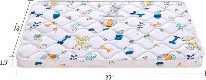Baby Bassinet Mattress 35x 20 inches- Firm Support and Comfort Premium Foam,Noiseless and Odorless,Hypoallergenic Small Crib Mattress, Fits Moses Basket, Dual Sided with Soft Breathable Fabric-CubbioJoy