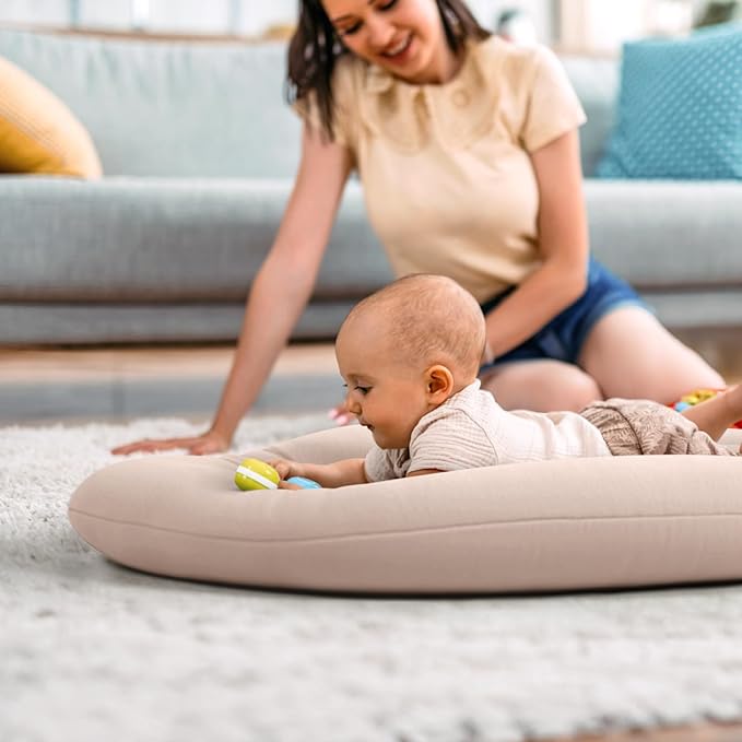 Baby Lounger for Newborn: Skin-Friendly & Breathable for 0-12 Months Infant Tummy Time Playtime & Diaper Changes - Portable & Lightweight Cushion for New Parents-CubbioJoy