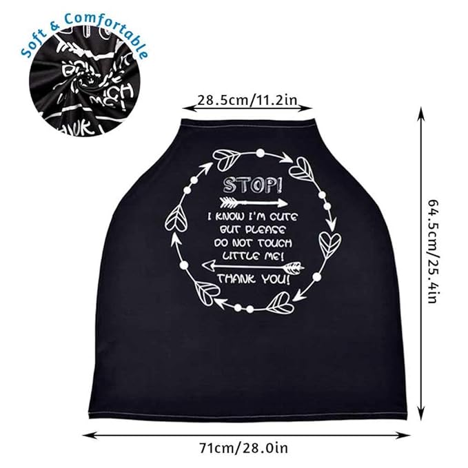 Car Seat Covers for Babies, No Touching Sign Car seat Canopy, Infant Stroller Covers for Newborn Girl Boy, Multiuse Nursing Covers for Breastfeeding, Ultra-Soft Breathable, High Chair Cover, Black-CubbioJoy
