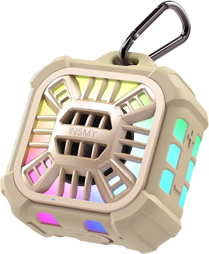 INSMY Shower Bluetooth Speaker, IP67 Waterproof Portable Small Multi Sync 100+ Speakers, Big Volume Booming Bass, 24H Playtime/Floatable/RGB Lights for Outdoor/Kayak/Beach/Golf (Khaki)-CubbioJoy