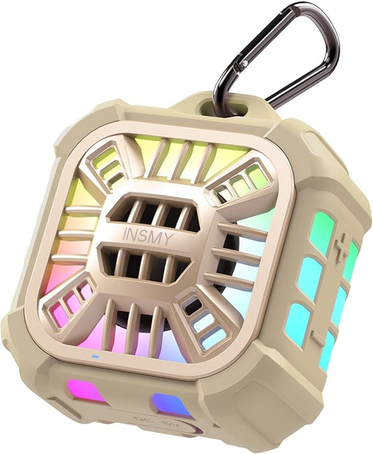 INSMY Shower Bluetooth Speaker, IP67 Waterproof Portable Small Multi Sync 100+ Speakers, Big Volume Booming Bass, 24H Playtime/Floatable/RGB Lights for Outdoor/Kayak/Beach/Golf (Khaki)-CubbioJoy