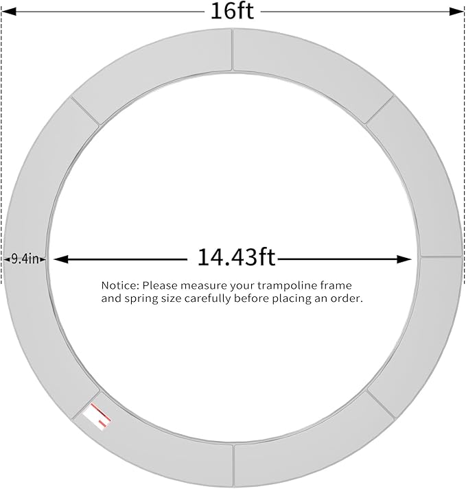 16FT/15FT/14FT/12FT/10FT Trampoline Safety Pad Replacement, Round Trampoline Spring Protection Cover, Fits 16FT/15FT/14FT/12FT/10FT Frames, Water-Resistant Trampoline Accessories-CubbioJoy