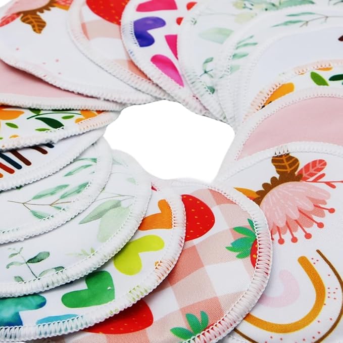 8 pcs(4 Pairs) Random Prints Breast Pads for Nursing Mothers, Reusable and Washable (8pcs Random Prints)-CubbioJoy