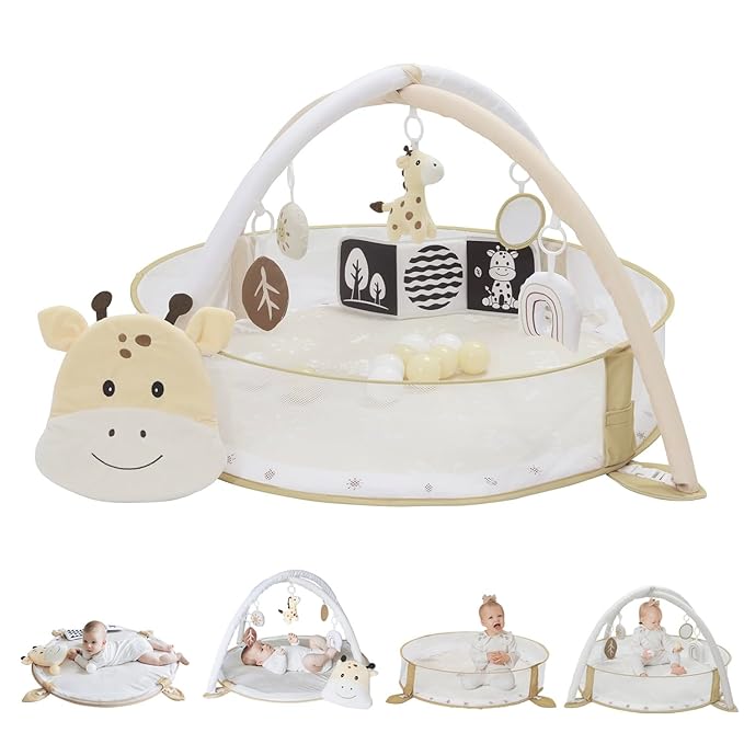 6-in-1 XL Play Mat & Play Gym, Baby Gym, Baby Activity Gym, Sensory Exploration and Motor Skill Development Toys (Sand)-CubbioJoy