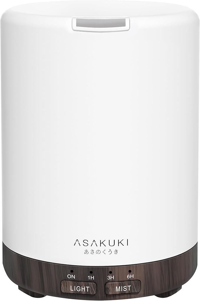 ASAKUKI 300ML Essential Oil Diffuser, Quiet 5-in-1 Premium Humidifier, Home Fragrance Aroma Diffuser with 7 LED Color Changing Light and Auto-Off Switch -Dark Brown-CubbioJoy