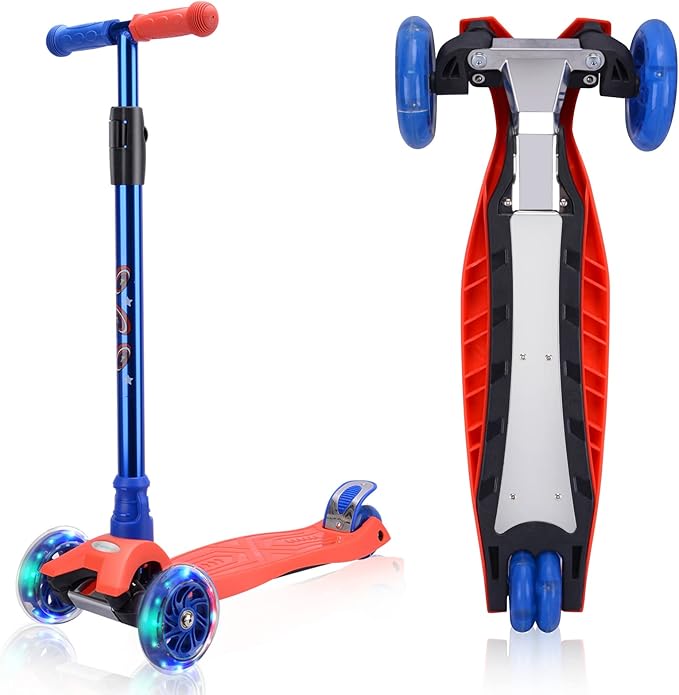 3 Wheel Scooter for Kids Ages 6-12,Kids Scooter with Light Up Wheels, Sturdy Deck Design, and 4 Height Adjustable Suitable for Kid Ages 3-12-CubbioJoy